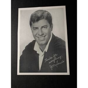 Vintage Jerry Lewis Promo Photo 5x7 Black & White Printed Signature